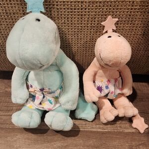 Set of 2 Gund Pink & Teal ZWIBBLE DIBBLE Plush Toys From Late 80s Early 90s